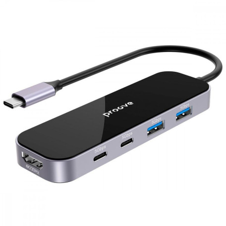 USB-Хаб Type-C-Хаб Proove Shadow (2*USB3.0 + Type-C + PD100W + HDMI) dark gray (HBSW10221205)