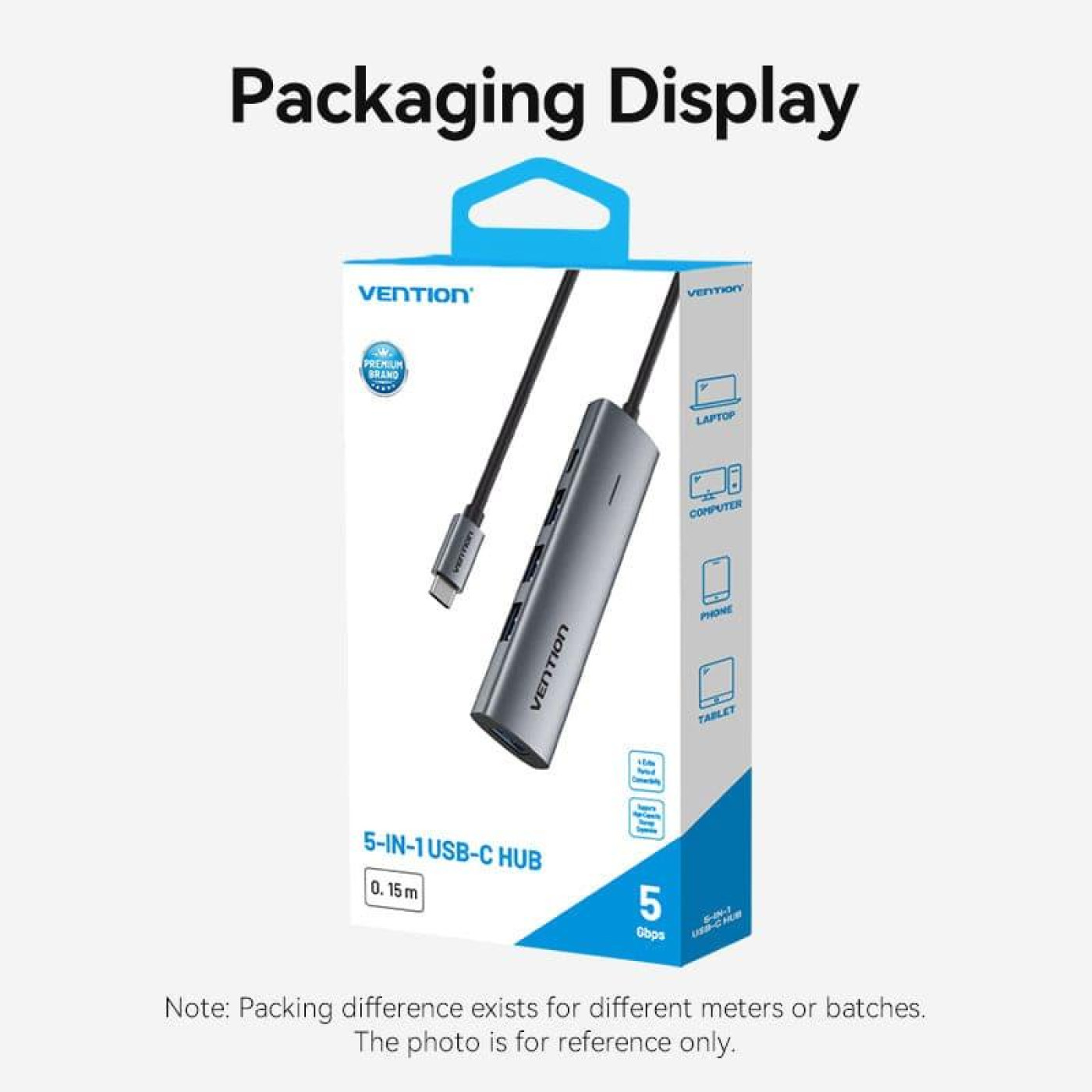 USB-Хаб Vention USB 3.0 Type-C -> 4xUSB 3.0/1xUSB-C, 5Gbps, Black (TGZHB)