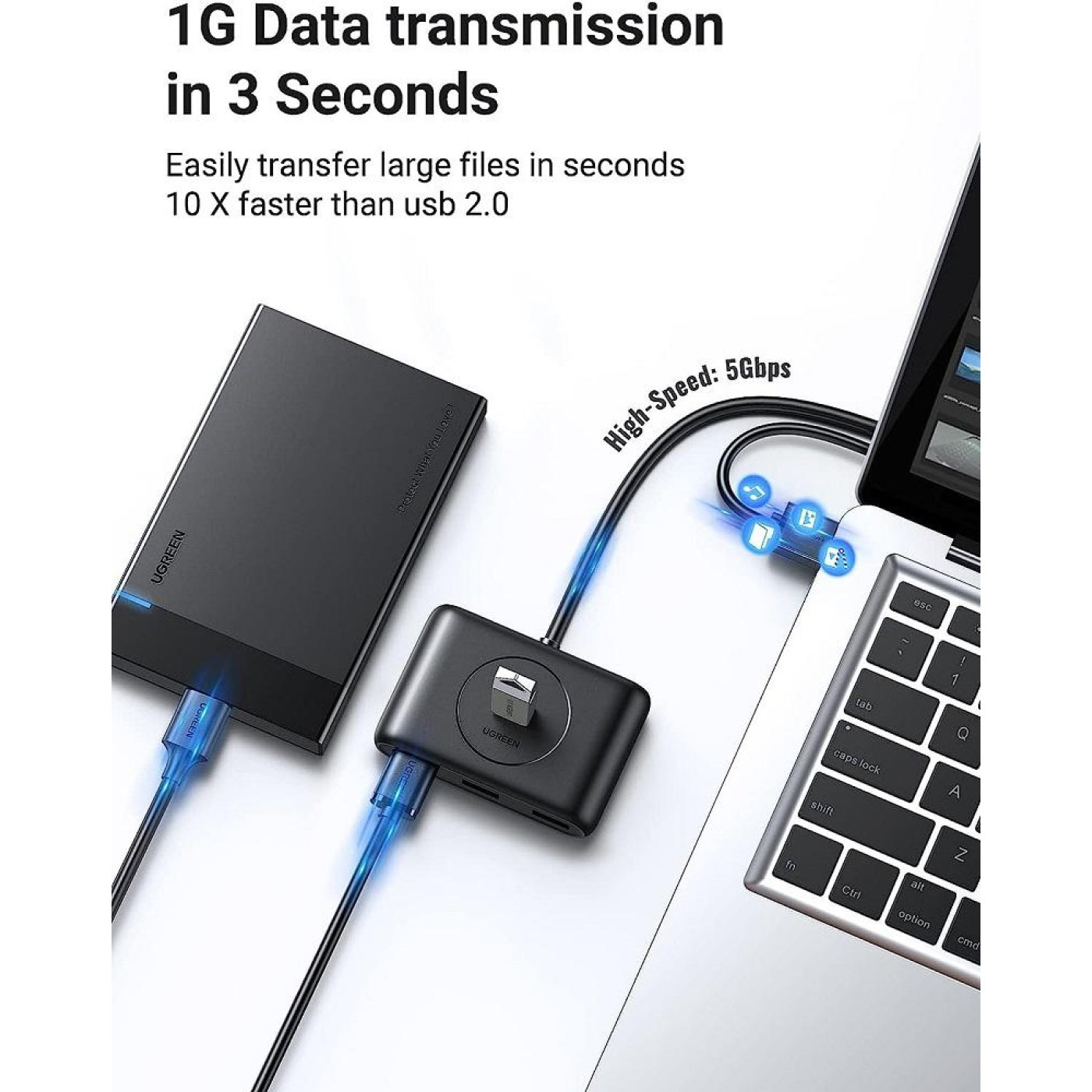 USB-Хаб Ugreen CR113 USB 3.0 Hub 1m (Black) (UGR-20291)