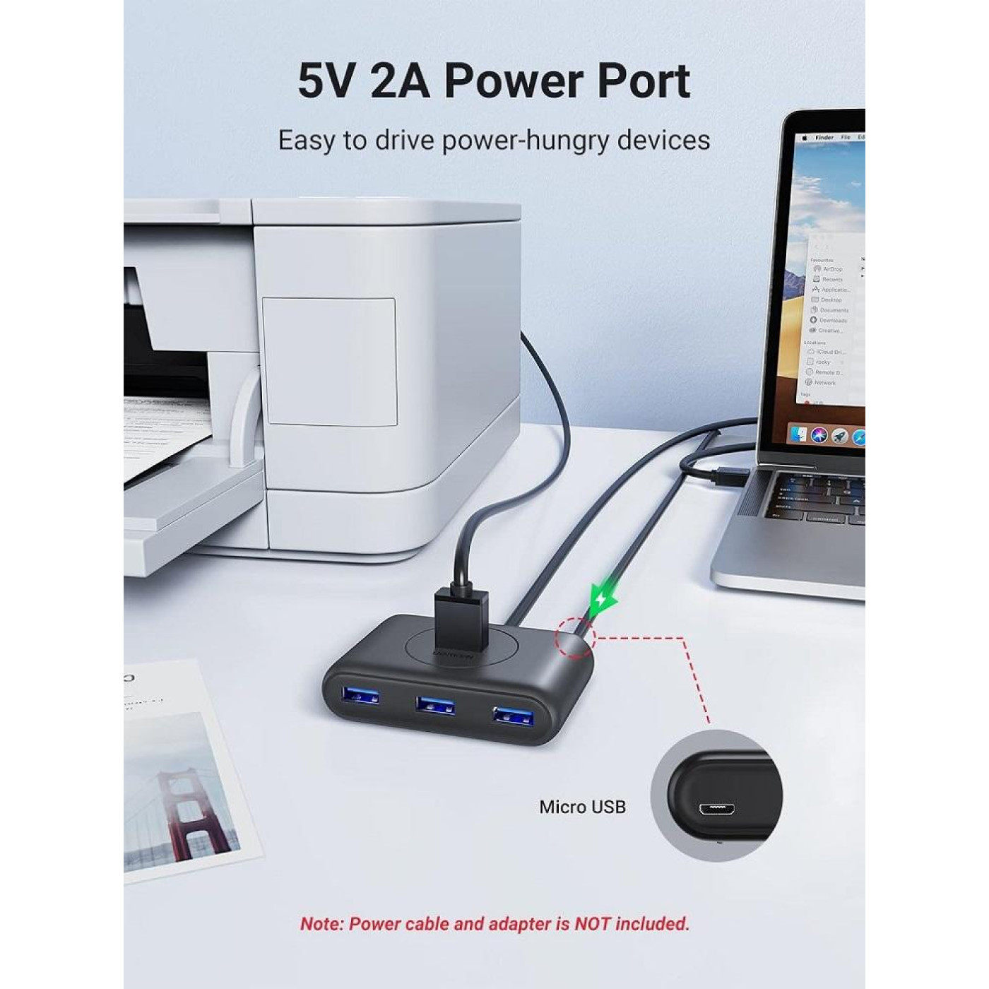 USB-Хаб Ugreen CR113 USB 3.0 Hub 1m (Black) (UGR-20291)