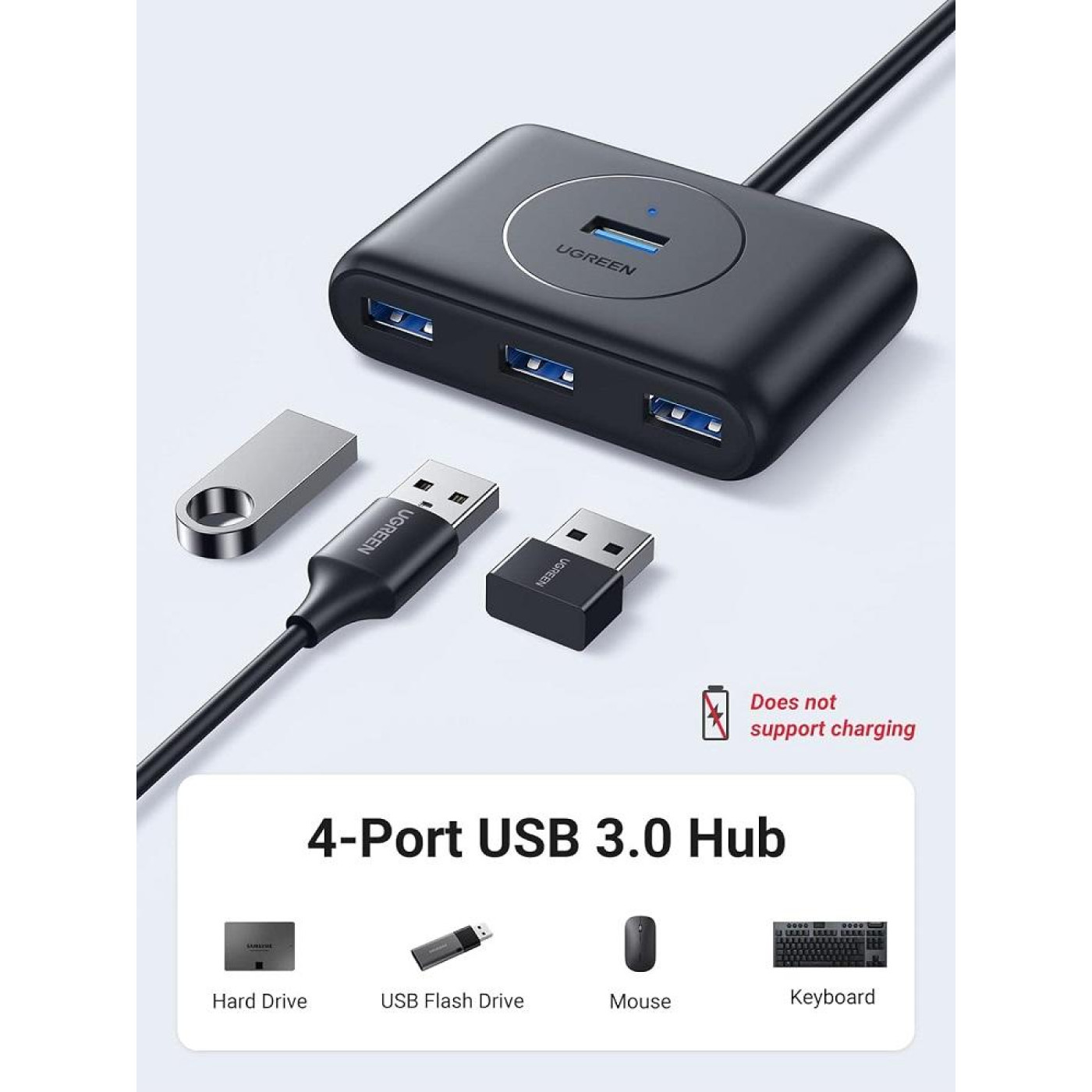 USB-Хаб Ugreen CR113 USB 3.0 Hub 1m (Black) (UGR-20291)