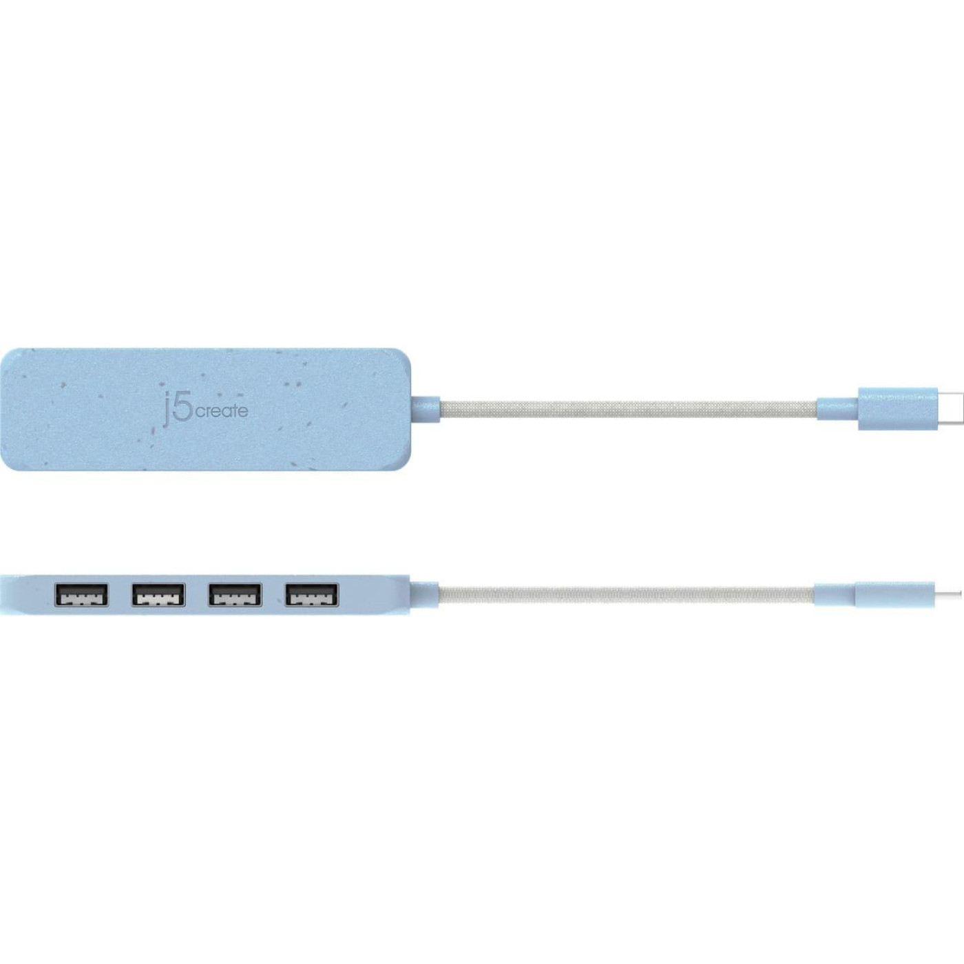 USB-Хаб j5create JCH341EC-N USB-C на 4 USB-A, блакитний (JCH341EC-N)
