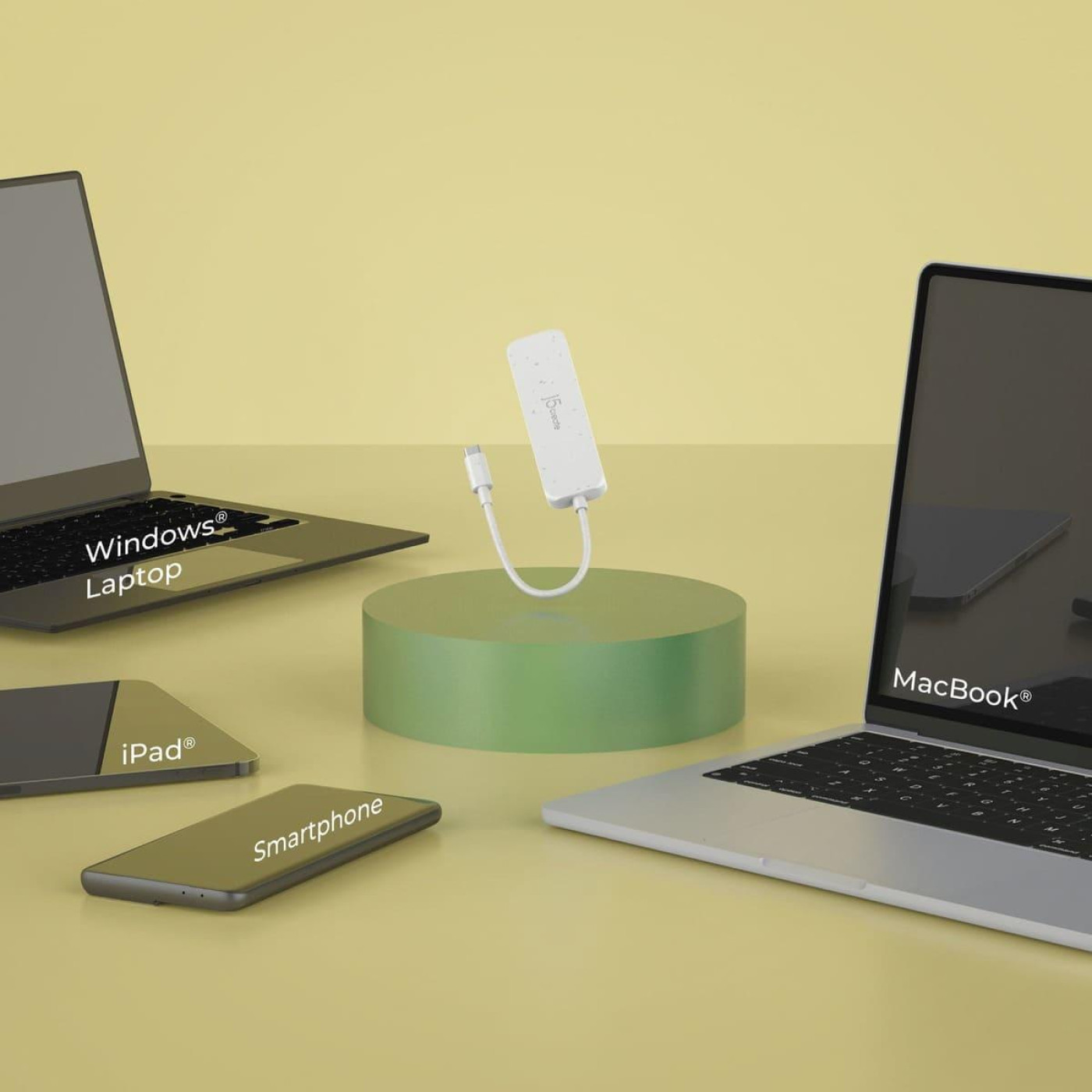 USB-Хаб j5create JCH345EW-N USB-C на 4 USB-С, Билий (JCH345EW-N)