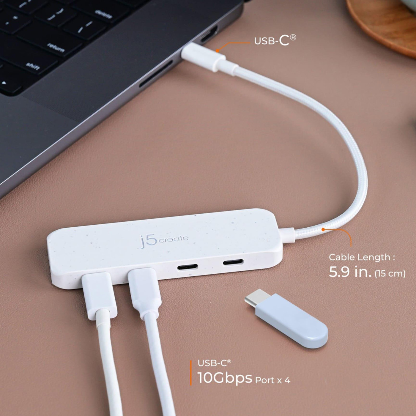 USB-Хаб j5create JCH345EW-N USB-C на 4 USB-С, Билий (JCH345EW-N)
