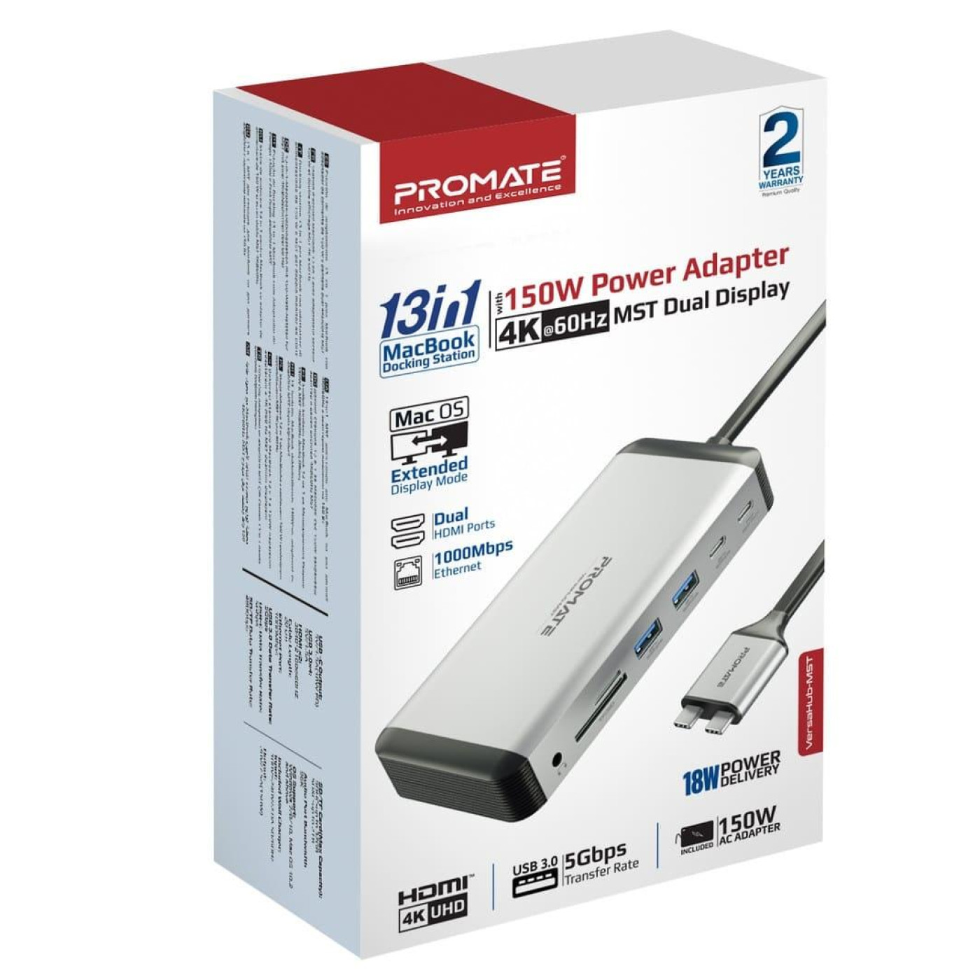 USB-Хаб Promate USB Хаб на 13 портив (versahub-mst.grey)