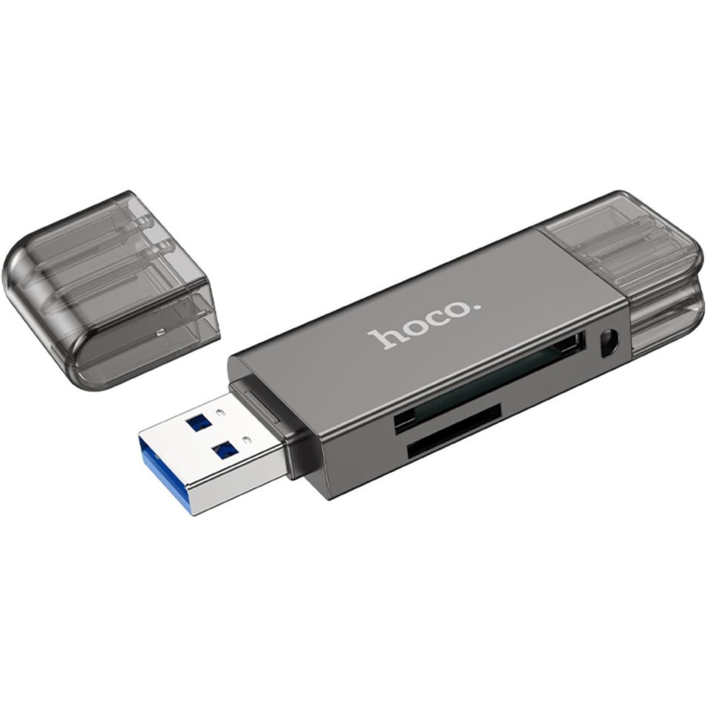 Кардрiдер Hoco HB39 2-in-1 USB-A/USB-C/microSD Gray (6942007604819)