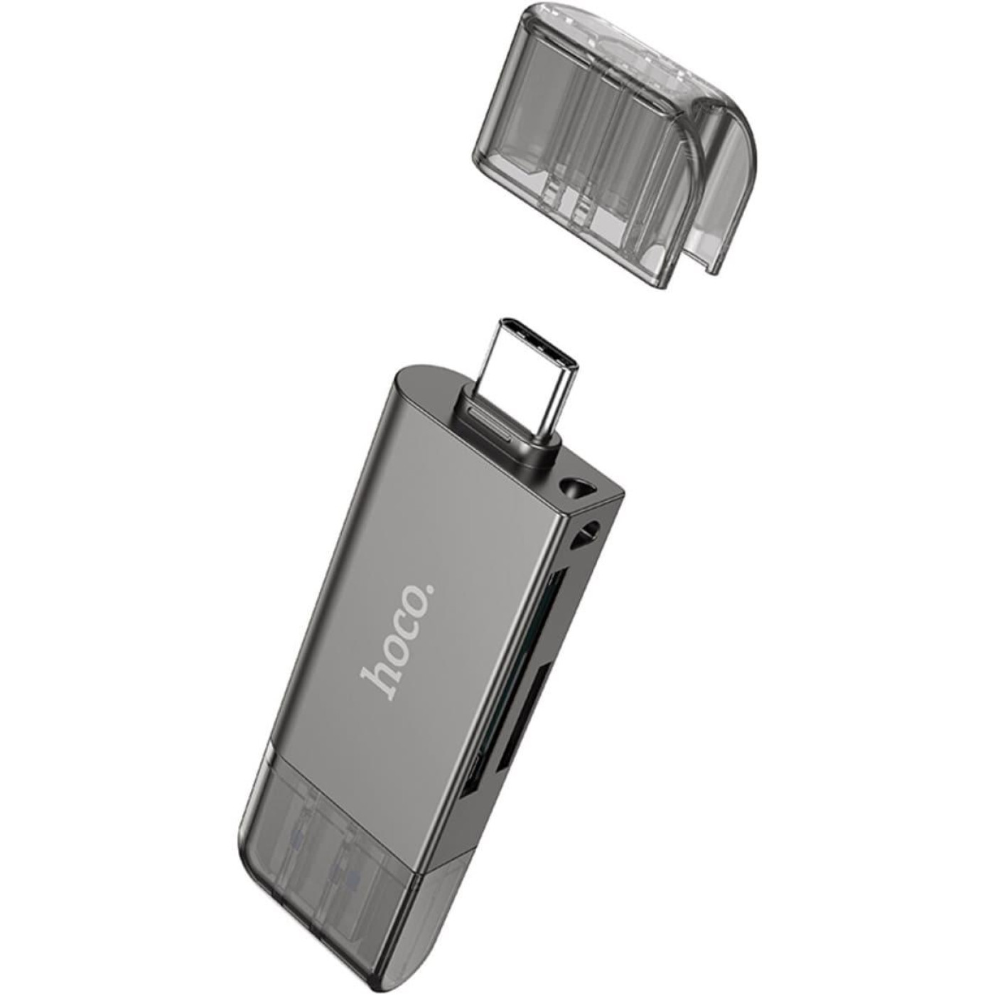 Кардрiдер Hoco HB39 2-in-1 USB-A/USB-C/microSD Gray (6942007604819)