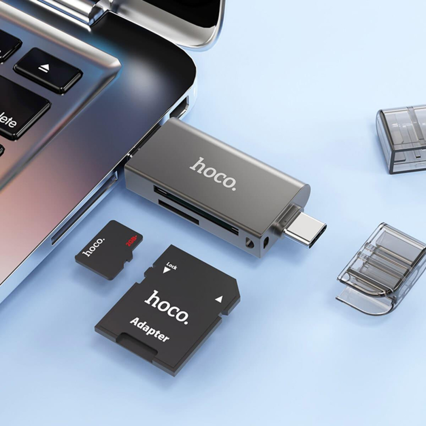Кардрiдер Hoco HB39 2-in-1 USB-A/USB-C/microSD Gray (6942007604819)