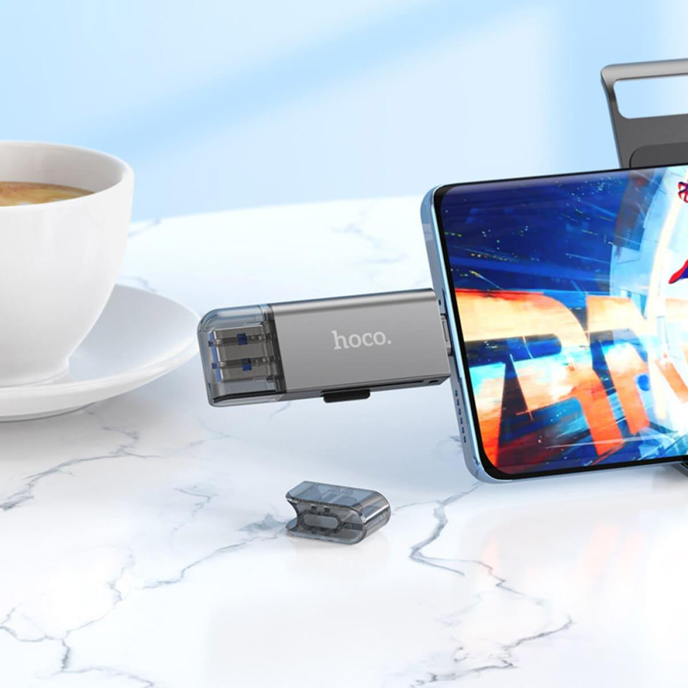 Кардрiдер Hoco HB39 2-in-1 USB-A/USB-C/microSD Gray (6942007604819)