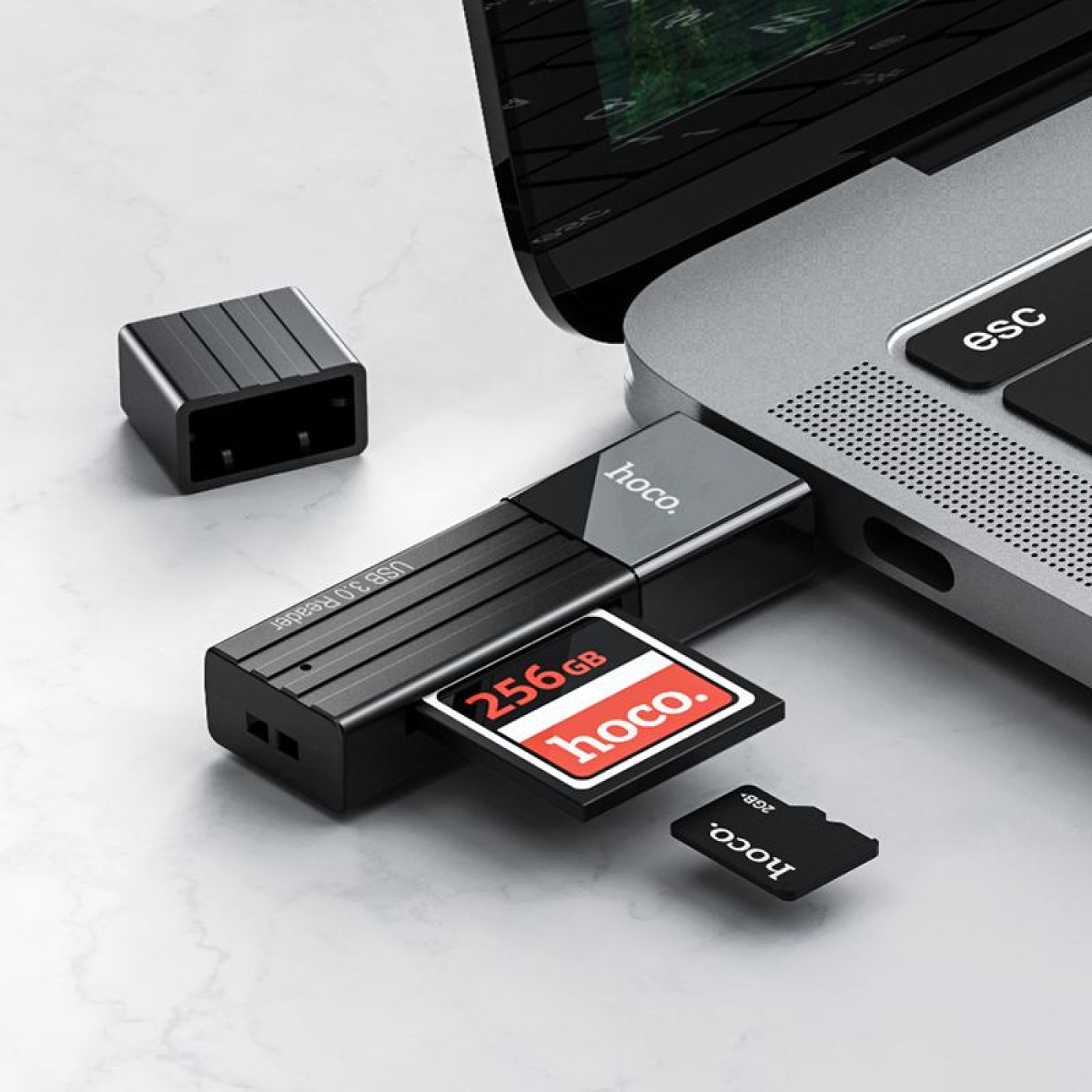 Кардрiдер Hoco HB20 Mindful 2-in-1card reader(USB3.0) Black (6931474735218)