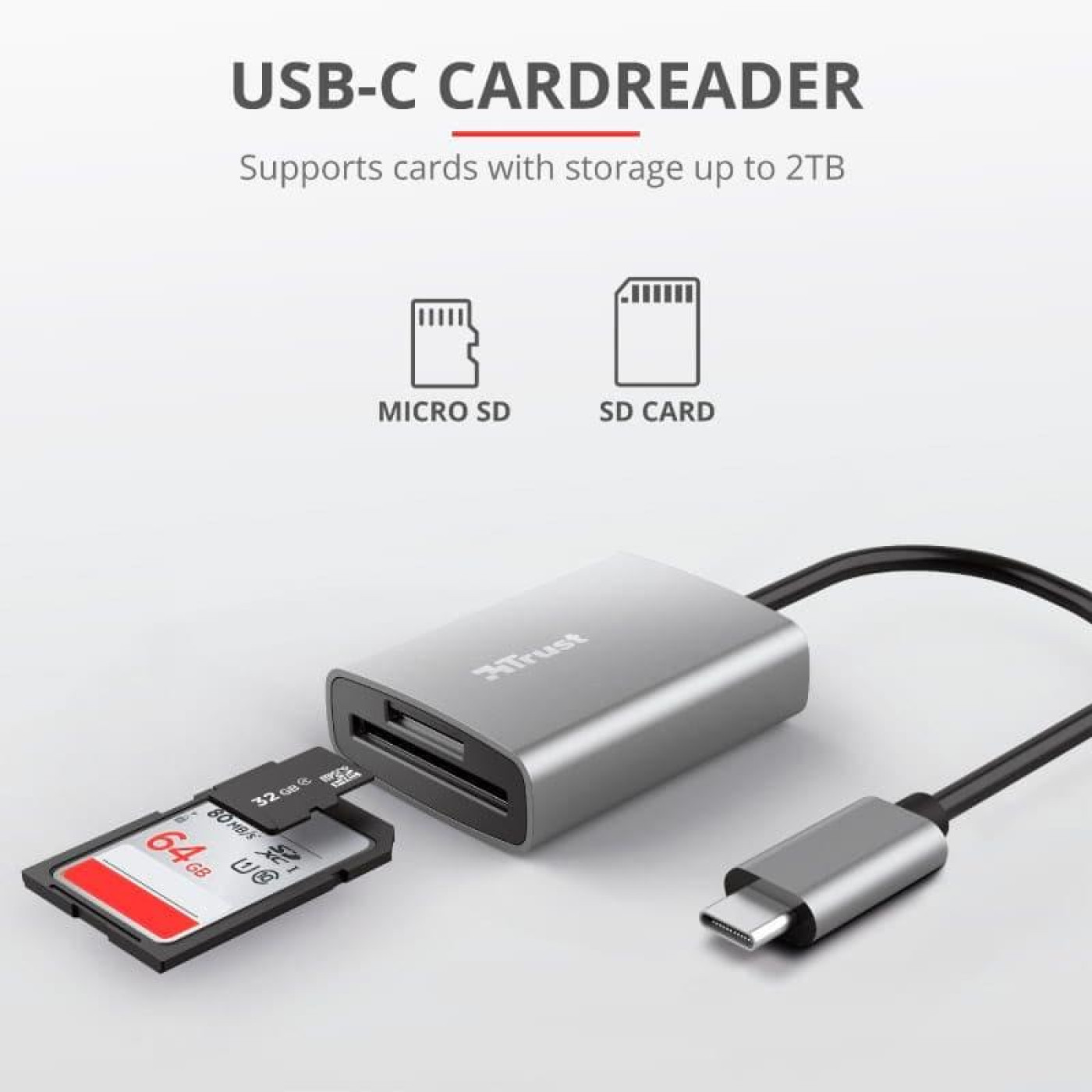 Кардридер Trust Dalyx Fast Aluminium USB-C Card Reader Dalyx Fast USB-С Card reader (24136)