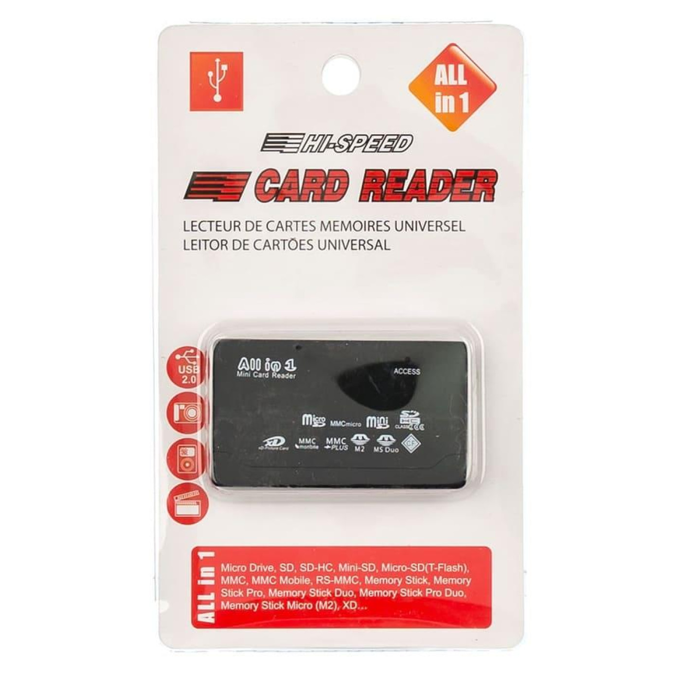 Кардридер ATcom Card Reader внешний TD2031 ALL IN 1 MS/microSD/SDHC/T-Flash/M2 (10731)