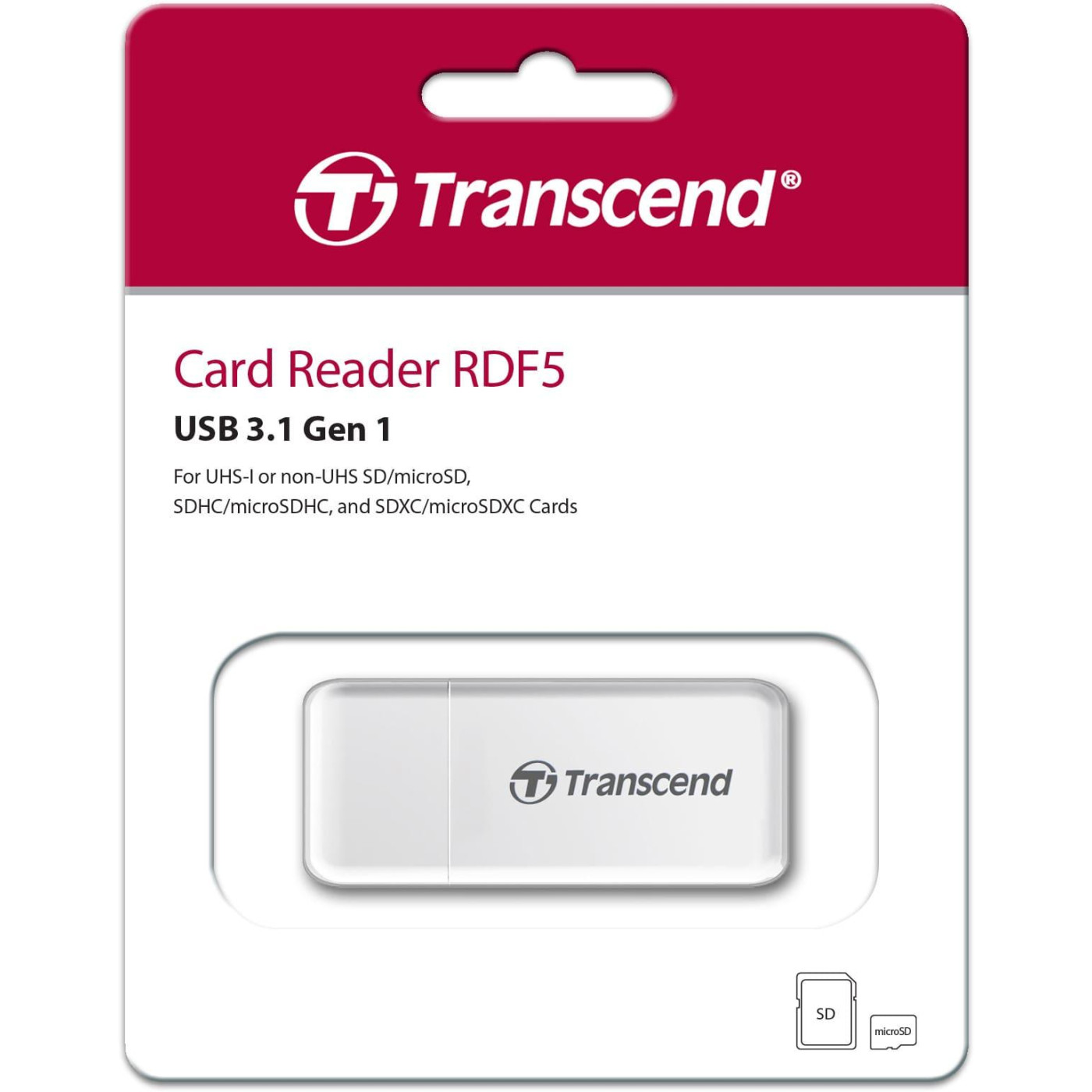 Кардридер Transcend USB 3.0 microSD/SD White (TS-RDF5W)