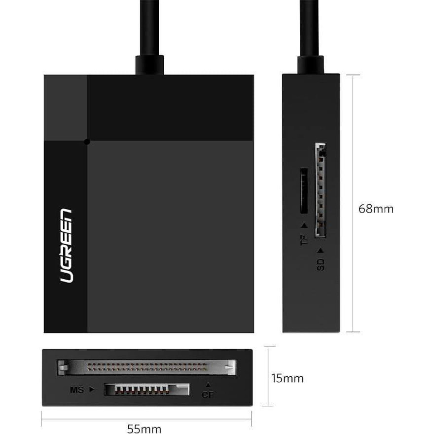 Кардридер Ugreen CR125 USB 3.0 Black (30333)