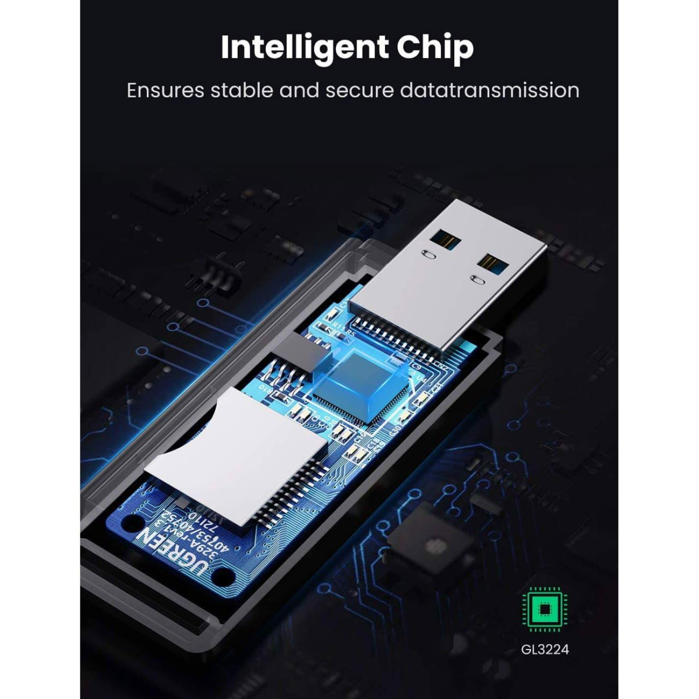 Кардридер Ugreen Card Reader TF/SD USB 3.0 Black (40752)