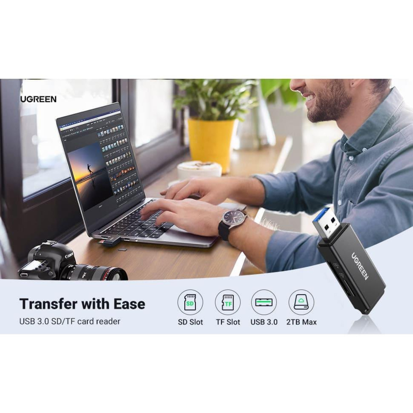 Кардридер Ugreen Card Reader TF/SD USB 3.0 Black (40752)