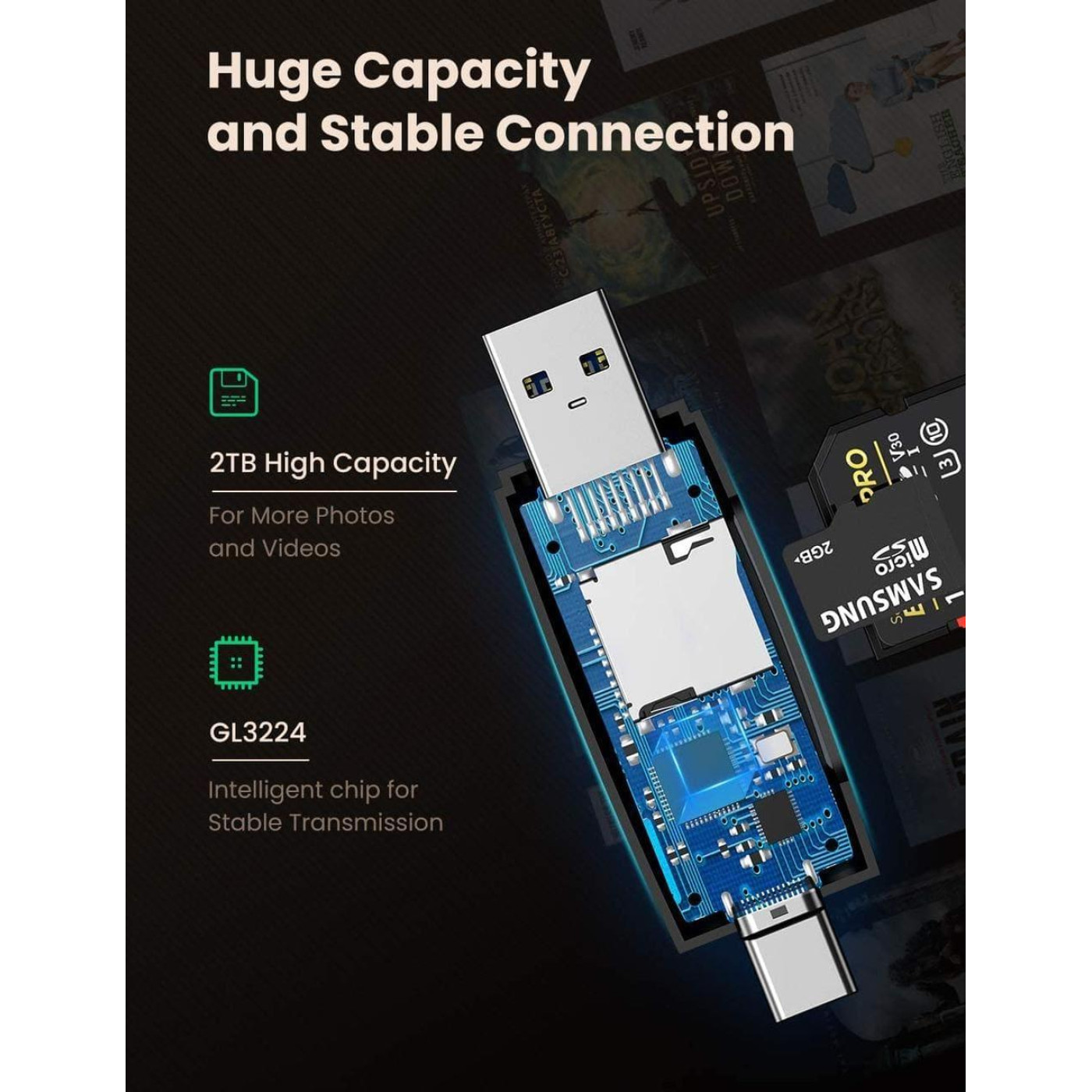 Кардридер Ugreen CM304 2 in 1 (80191)