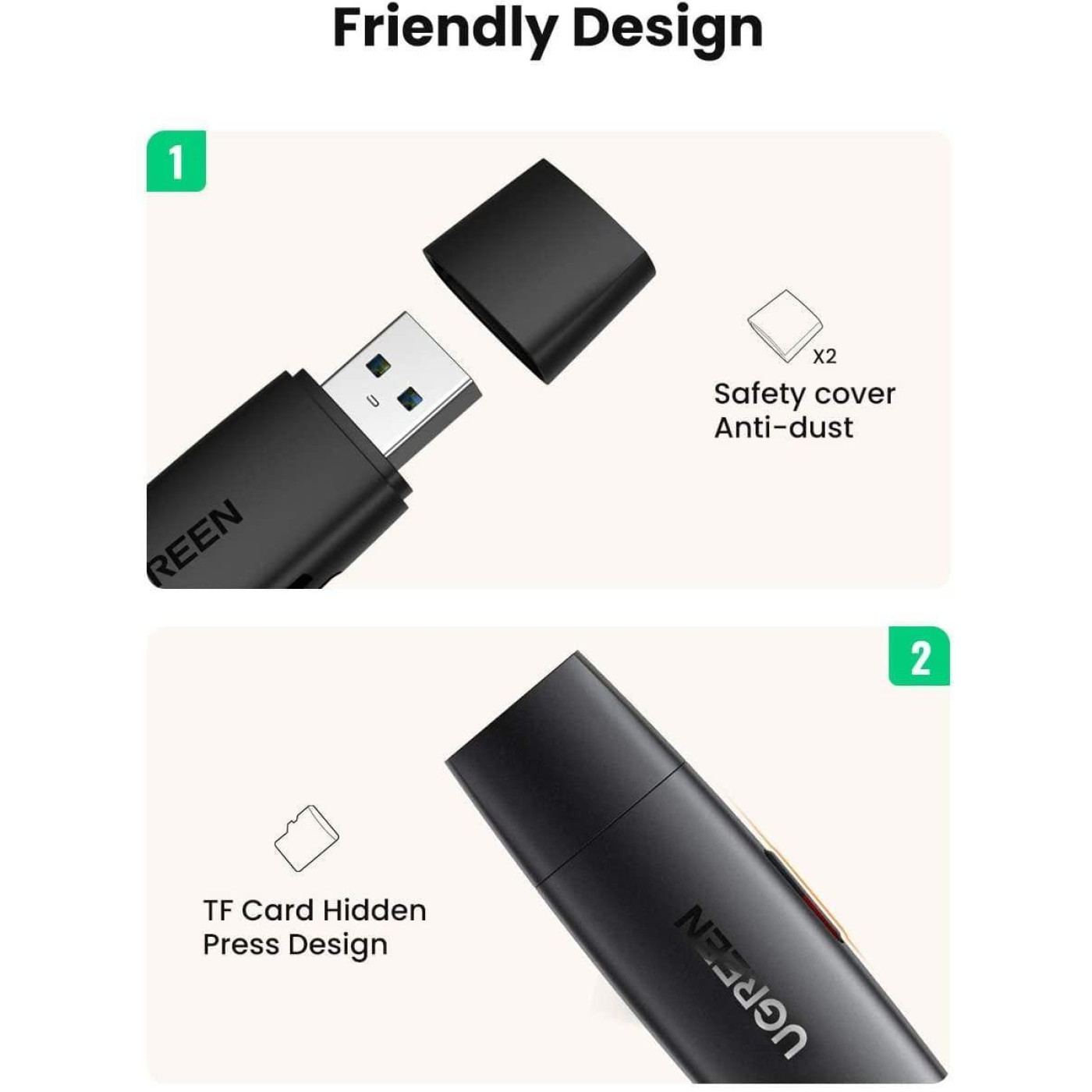 Кардридер Ugreen CM304 2 in 1 (80191)
