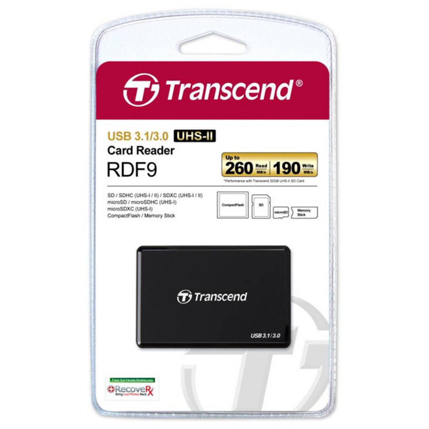 Кардридер Transcend USB 3.1 UHS-II Multi Card Black (TS-RDF9K2)