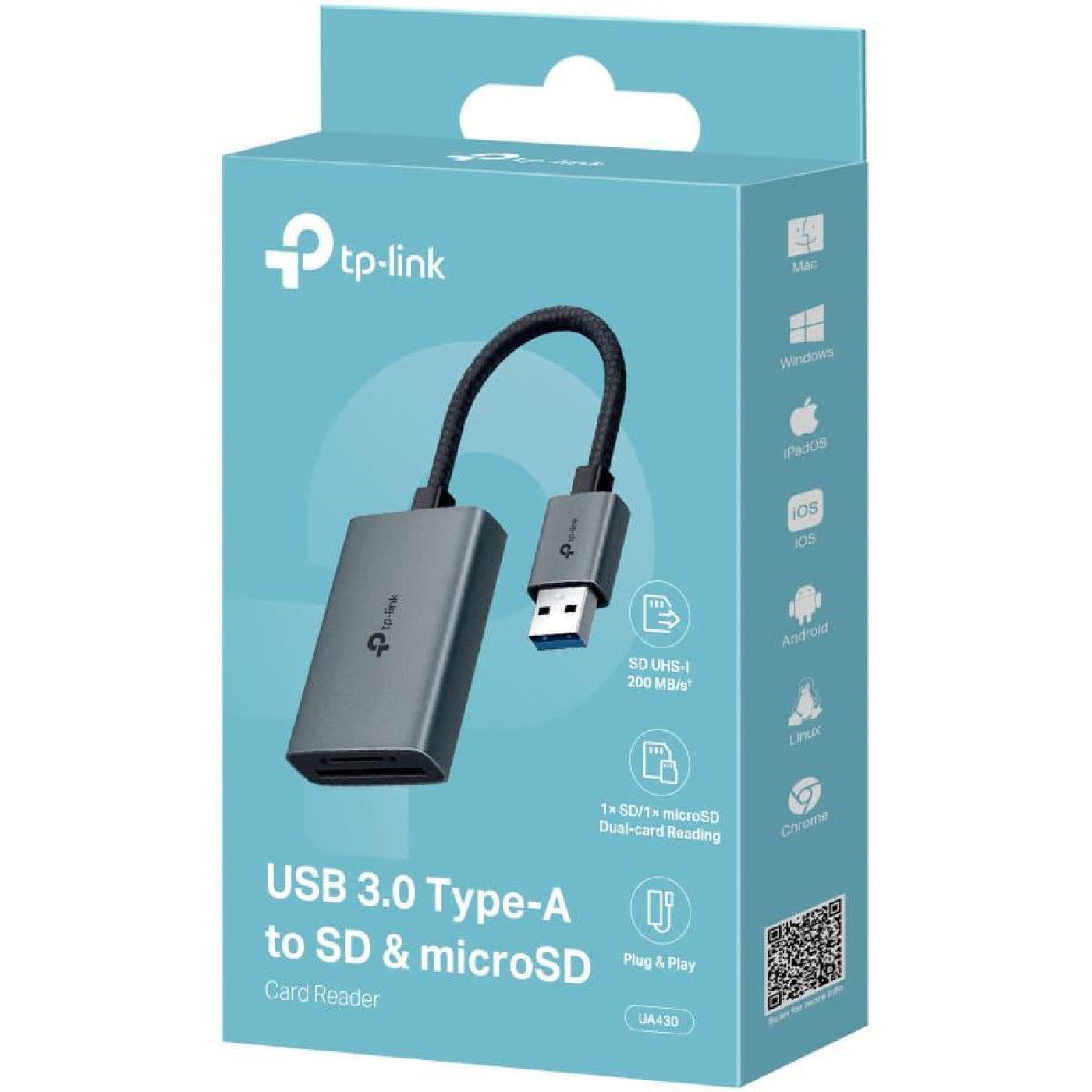 Кардридер TP-Link iдер USB 3.0 типу A для SD та microSD 3.0 UA430 (UA430)