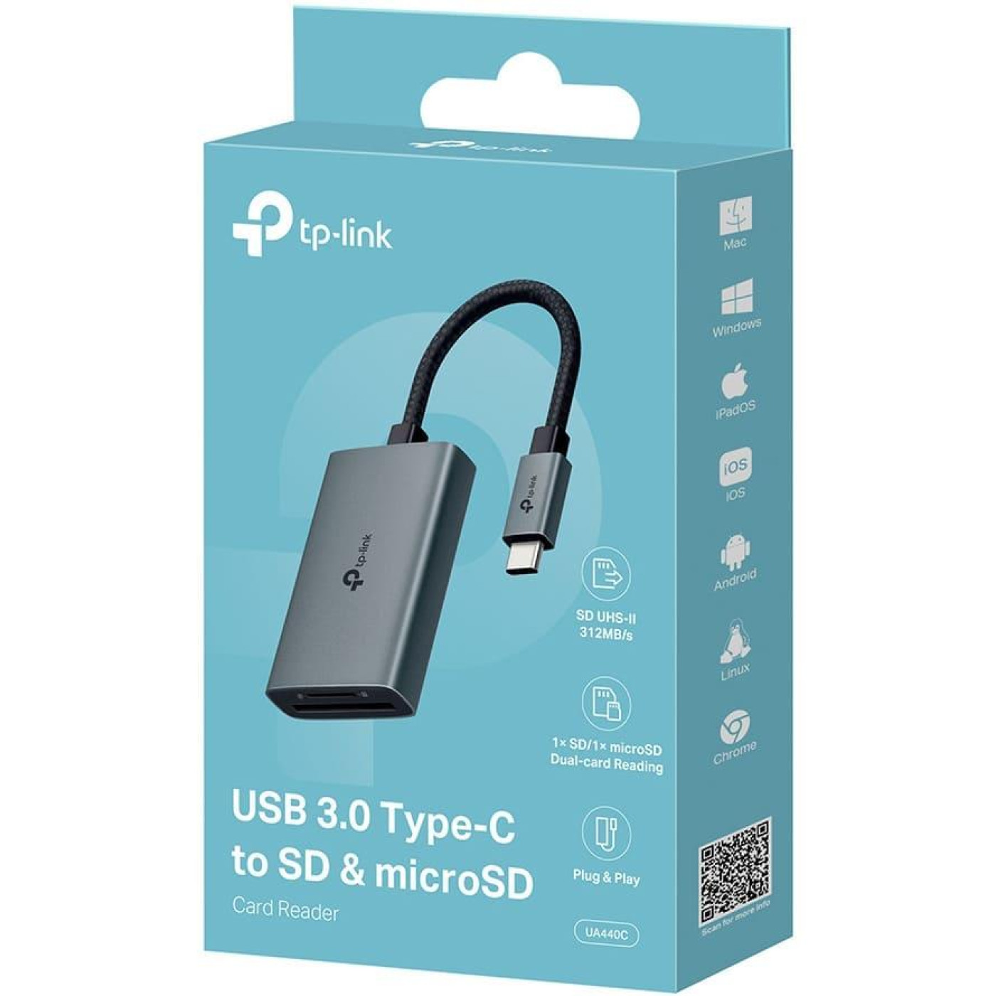 Кардридер TP-Link iдер USB 3.0 Type-C до SD & microSD UA440C (UA440C)