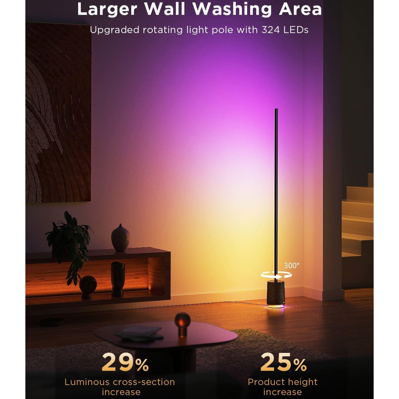 Торшер розумний Govee H6079, 1500Lm, RGBICW, with speaker, WI-FI/Bluetooth, білий