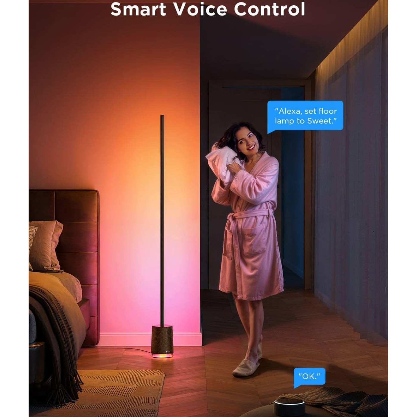 Торшер розумний Govee H6079, 1500Lm, RGBICW, with speaker, WI-FI/Bluetooth, білий