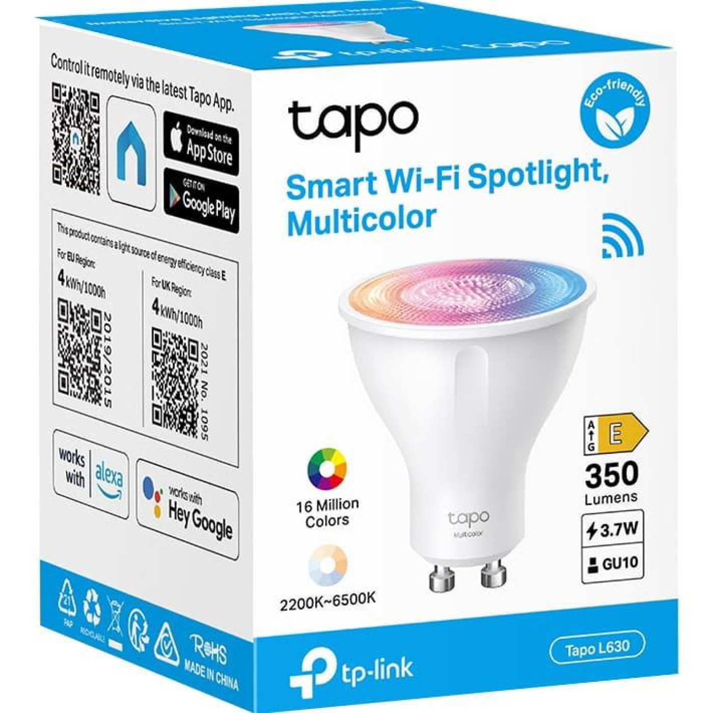 Розумна багатокольорова Wi-Fi лампа TP-LINK Tapo L630 N300 GU10