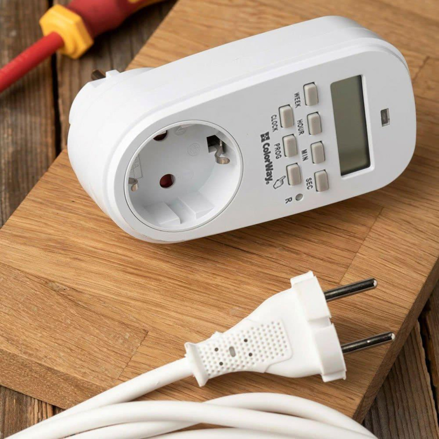 Таймер-розетка СolorWay 16A 3680W електронний тижневий 7D (CW-STE01-7D)