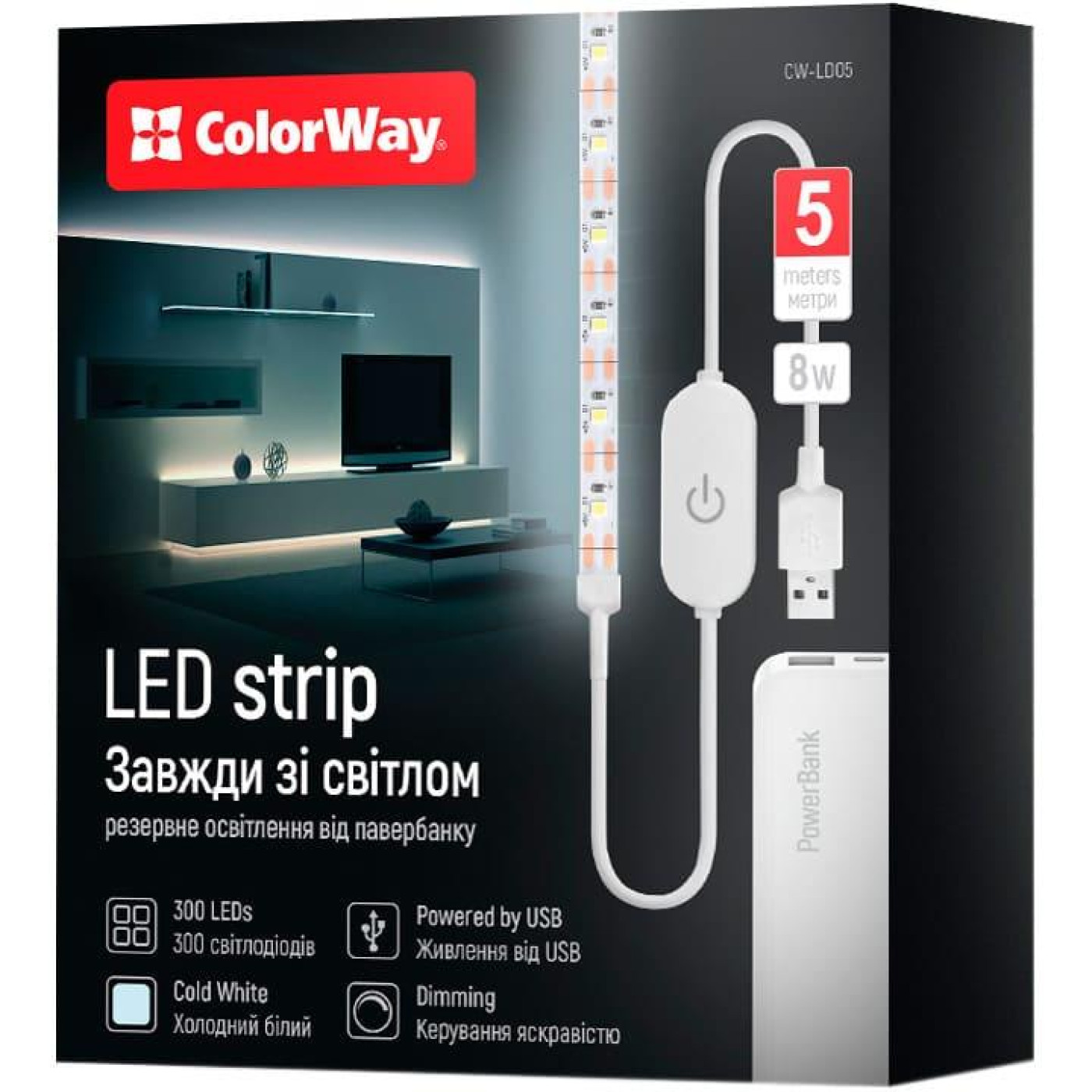 Свитлодиодна стричка ColorWay LED  5м з живленням вид USB (CW-LD05)