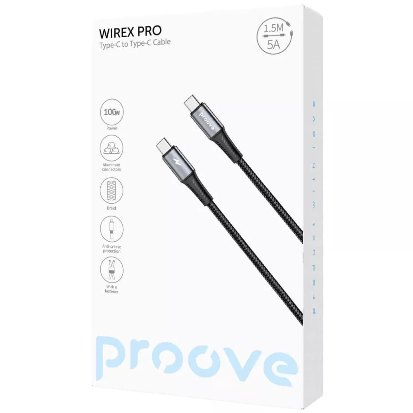 Кабель Proove WireX Pro Type-C to Type-C 100W (1.5m) black (CCWX11002201)