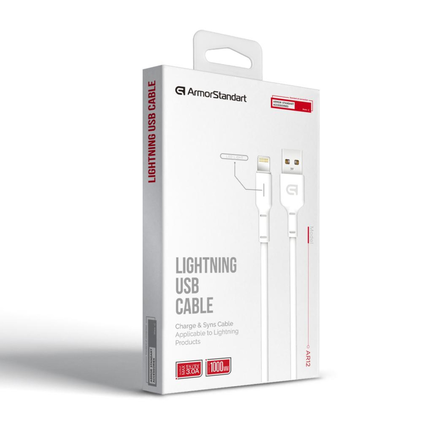 Кабель ArmorStandart AR12 Lightning 3A 1m White (ARM59531)