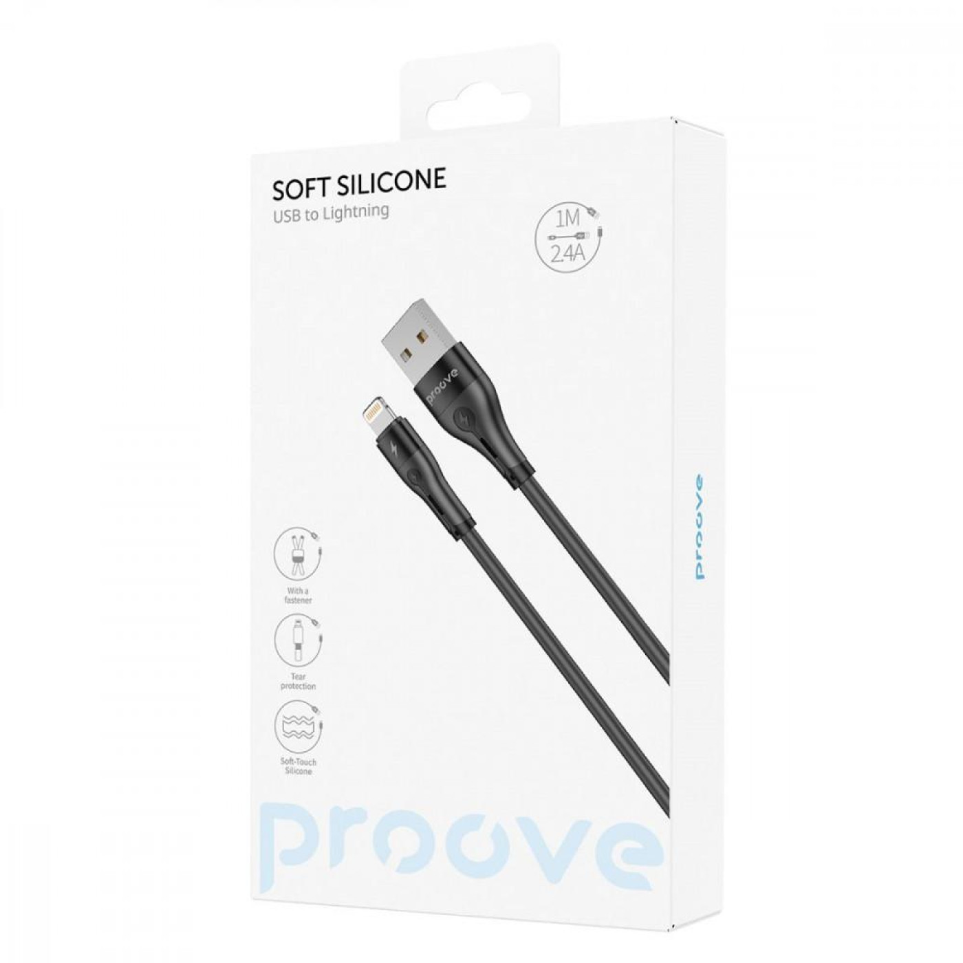 Кабель Proove Soft Silicone USB to Lightning 2.4A (1m) black