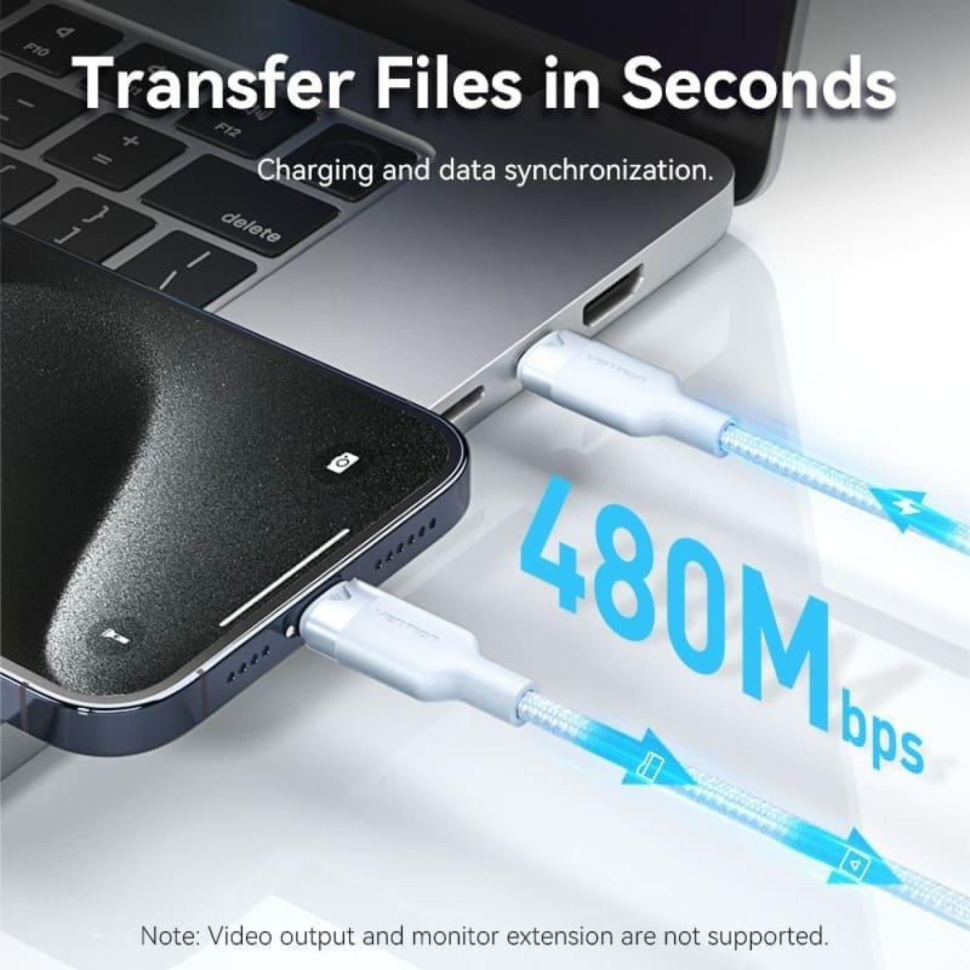 Кабель Vention USB 2.0Type-C M-M,1.0м 60W aluminum alloy, білийVention (TRDWF)
