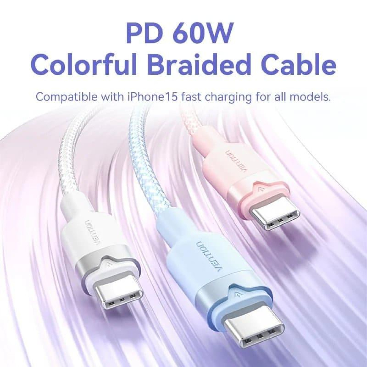 Кабель Vention USB 2.0Type-C M-M,1.0м 60W aluminum alloy, білийVention (TRDWF)