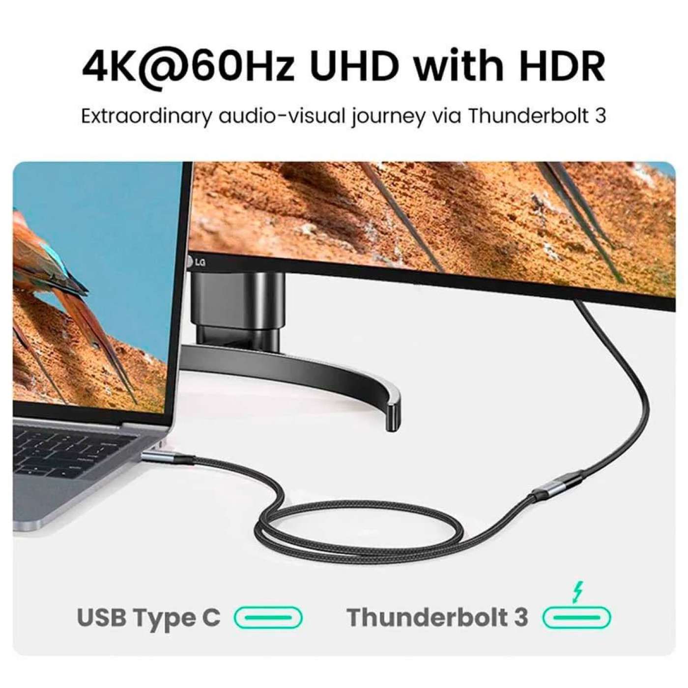 Кабель Ugreen USB 3.1 Type-C M-F,1 м,5A （10Gbps）Чорний,US372 (30205)