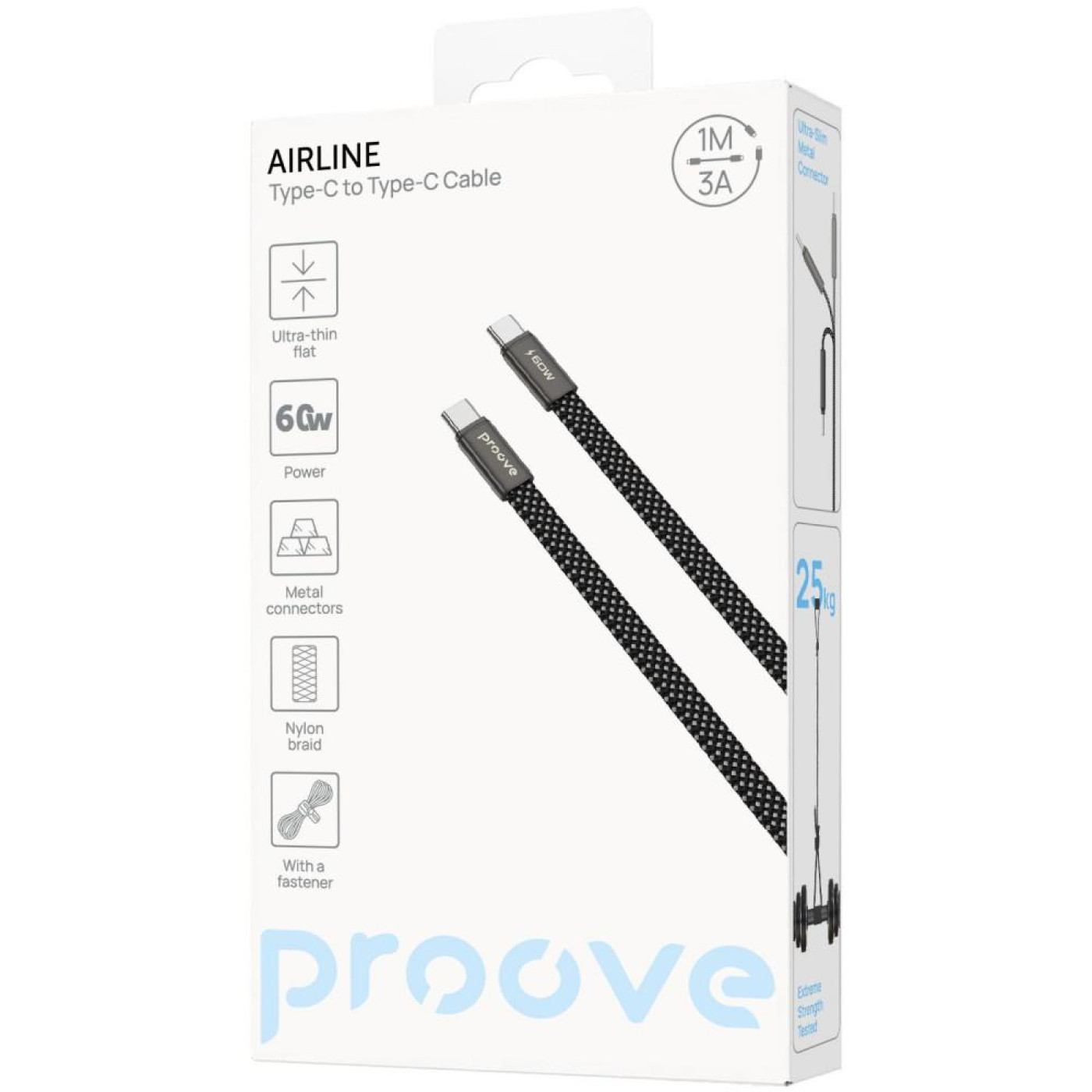 Кабель Proove AirLine Type-C to Type-C 60W (1m) black (CCAI60002201)