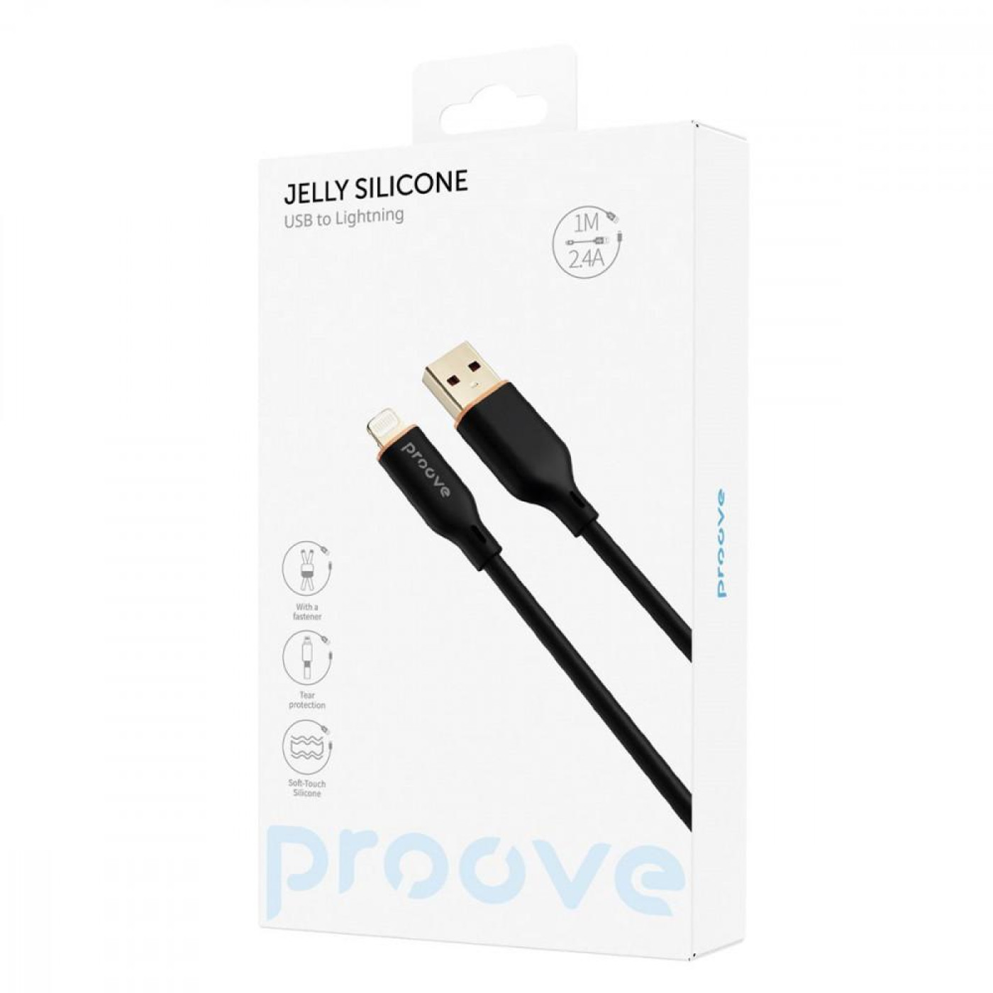 Кабель Proove Jelly Silicone USB to Lightning 2.4A (1m) black