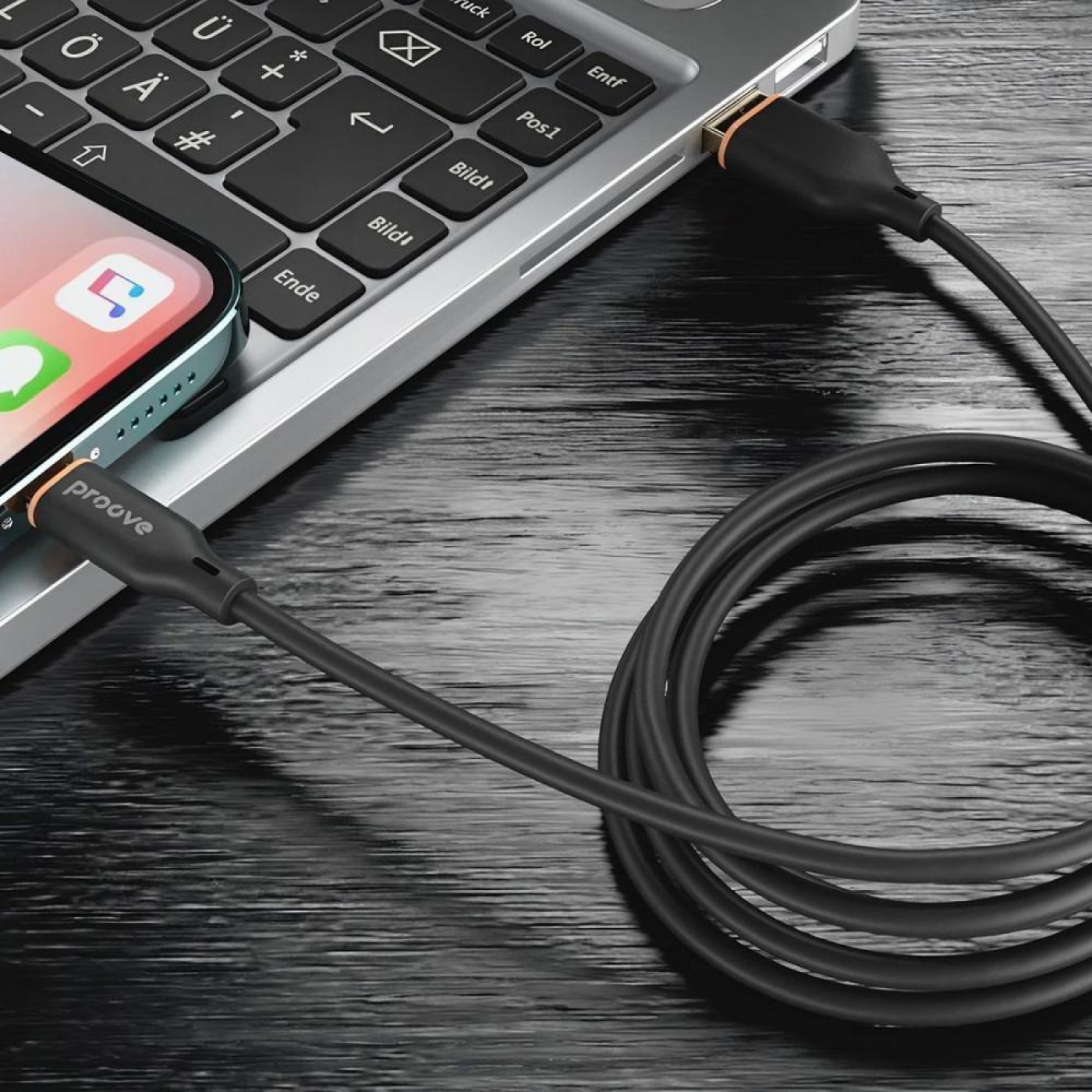 Кабель Proove Jelly Silicone USB to Lightning 2.4A (1m) black