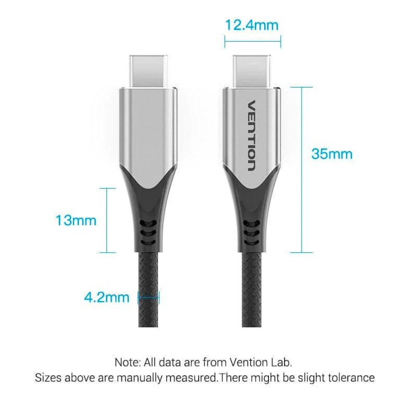 Кабель Vention USB 3.1Type-C M-M,0.5м60W Cotton Braided (TAAHD)
