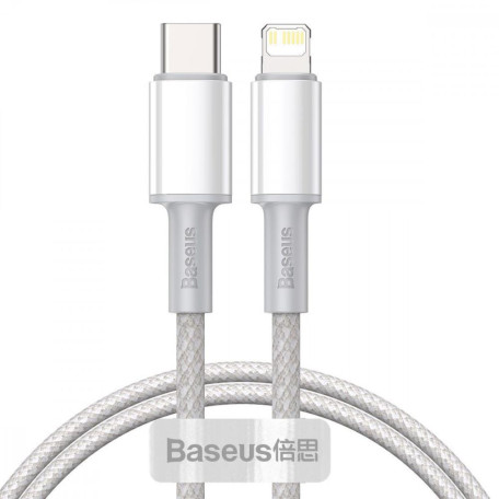 Кабель Baseus High Density Braided Type-C to Lightning PD 20W (2m) white (CATLGD-A02)
