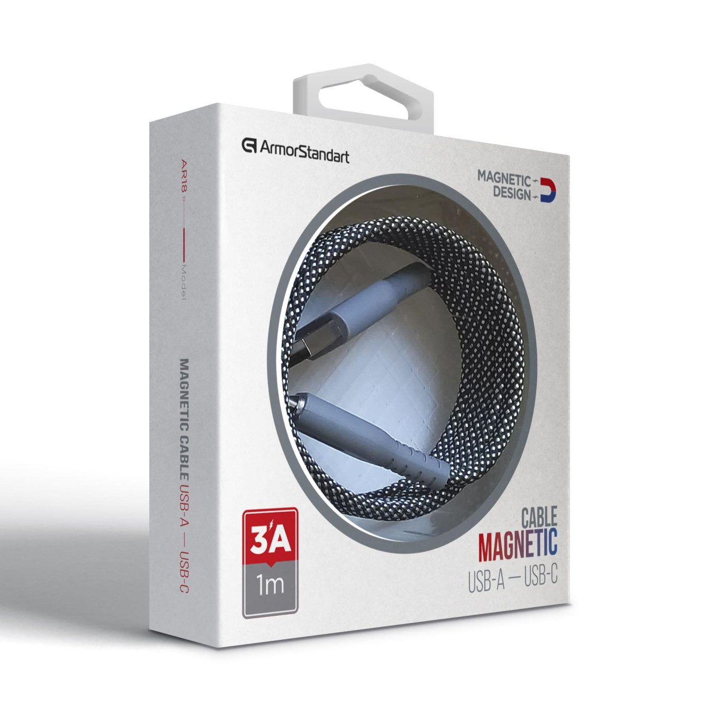 Кабель ArmorStandart AR18 Magnetic USB Type A to USB Type-C 3A 1m Black (ARM75514)