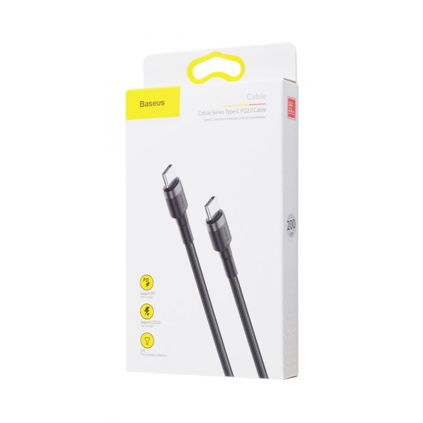 Кабель Baseus Cafule Type-C to Type-C PD 2.0 60W (2m) gray/black (CATKLF-HG1)