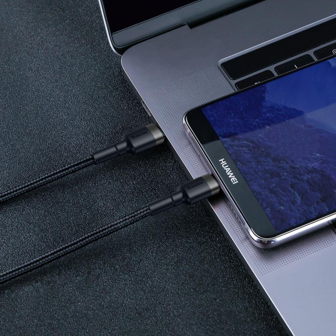 Кабель Baseus Cafule Type-C to Type-C PD 2.0 60W (2m) gray/black (CATKLF-HG1)
