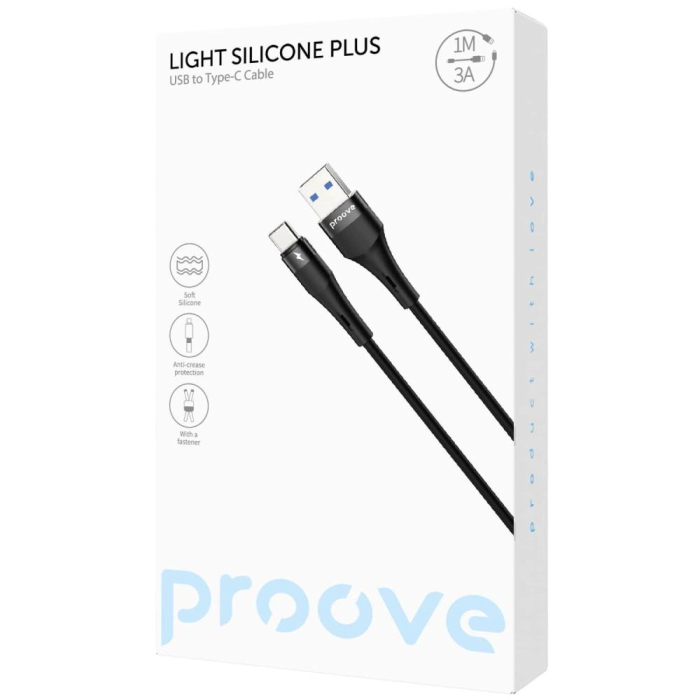 Кабель Proove Light Silicone Plus USB to Type-C 3A (1m) black