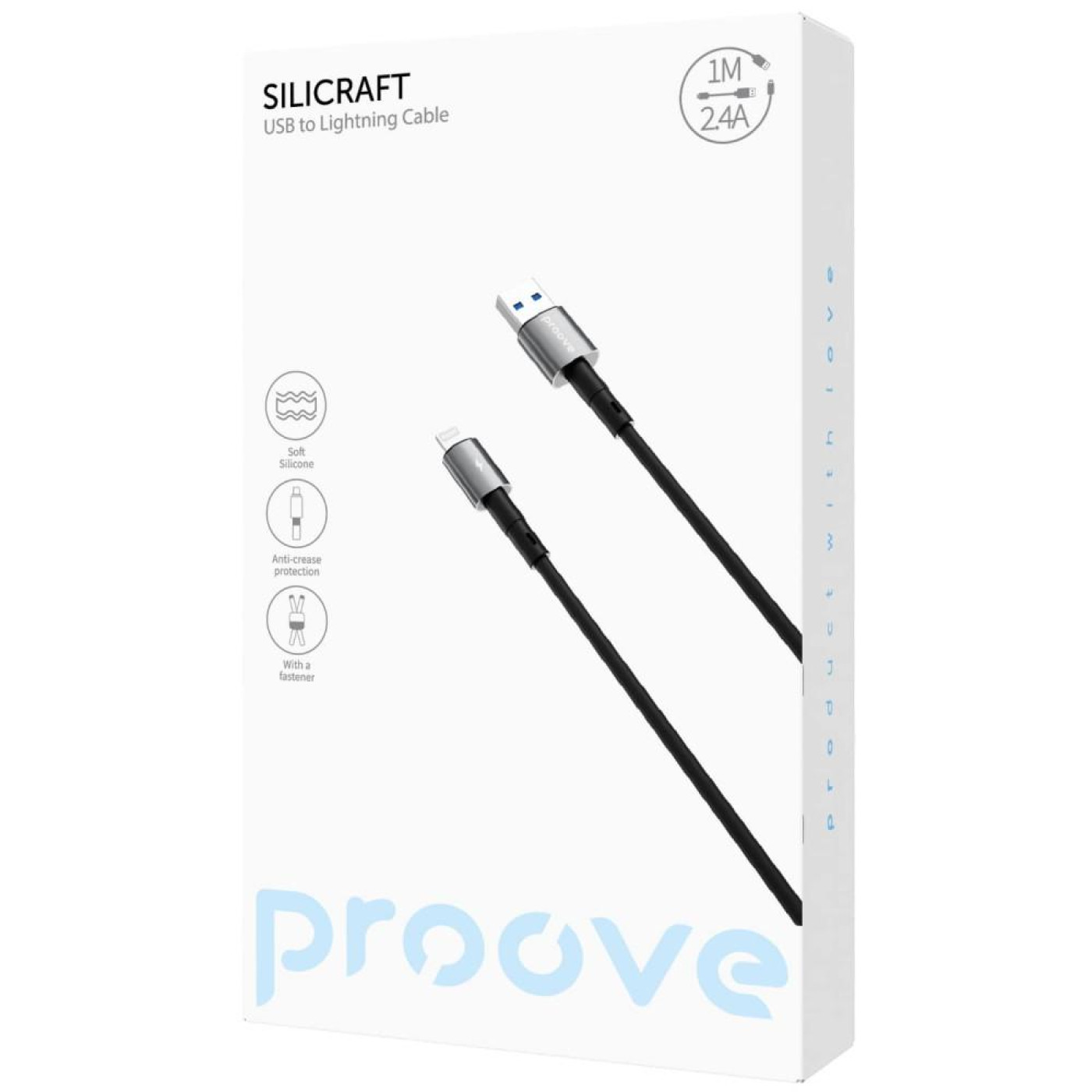 Кабель Proove Silicraft USB to Lightning 2.4A (1m) black