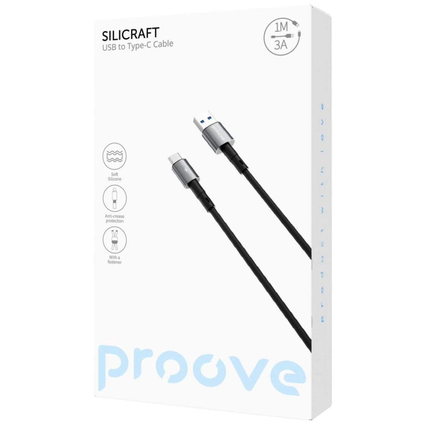 Кабель Proove Silicraft USB to Type-C 3A (1m) black