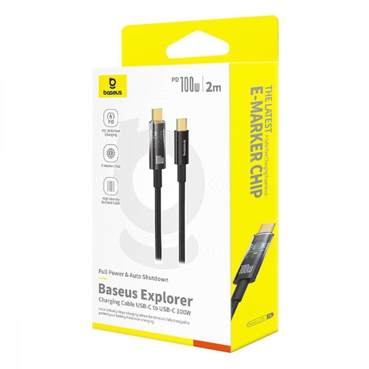 Кабель Baseus Explorer Series Auto Power-Off Type-C to Type-C 100W (2m) black (P10319704111-00)