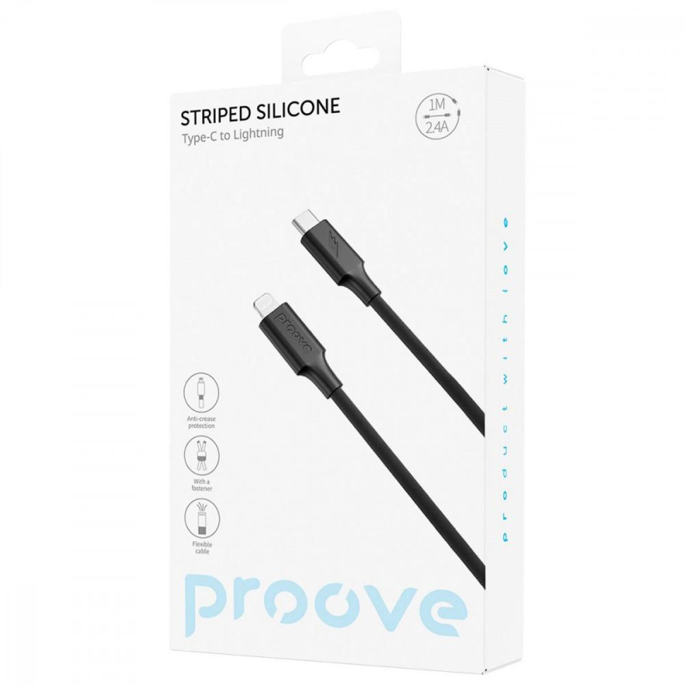 Кабель Proove Striped Silicone Type-C to Lightning (1m) black
