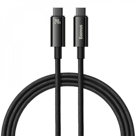 Кабель Baseus Tungsten Gold Fast Charging Type-C to Type-C 240W (1m) black (CAWJ040001)